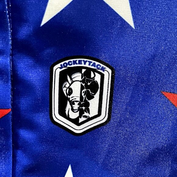 Jockey Tack Youth Jockey Silk Jacket Size Y- Medium Blue Red White Stars - Picture 3 of 7